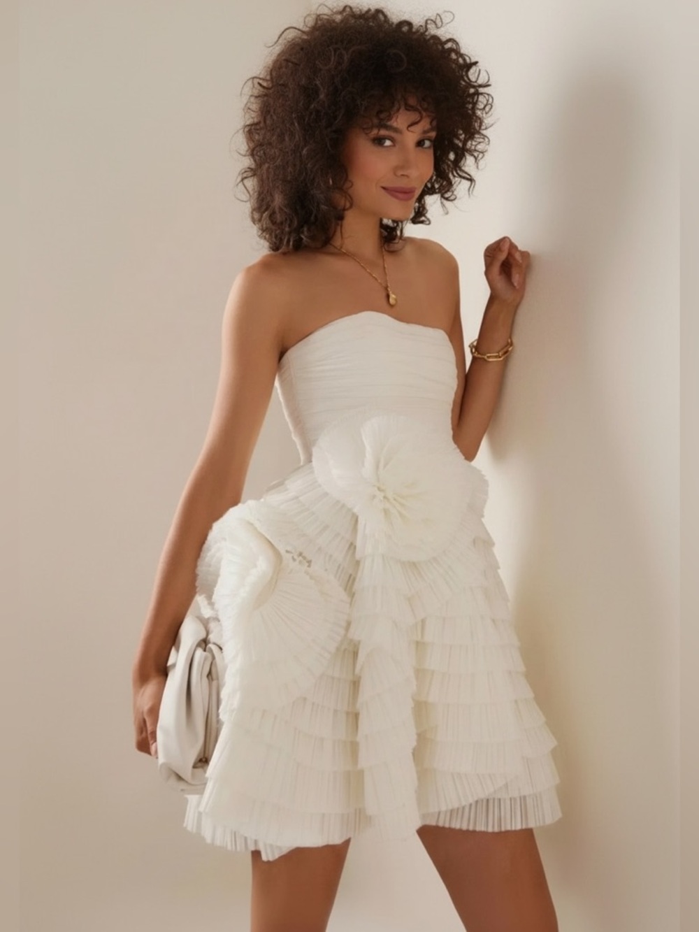 NWT Aje Expressive Pleated mini dress in Ivory White Size US 4
